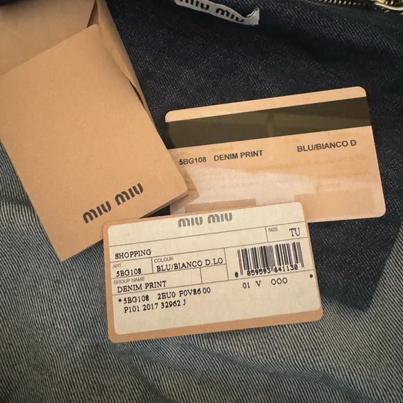 Miu Miu Denim and White Logo Tote Bag - Picture 7 of 8